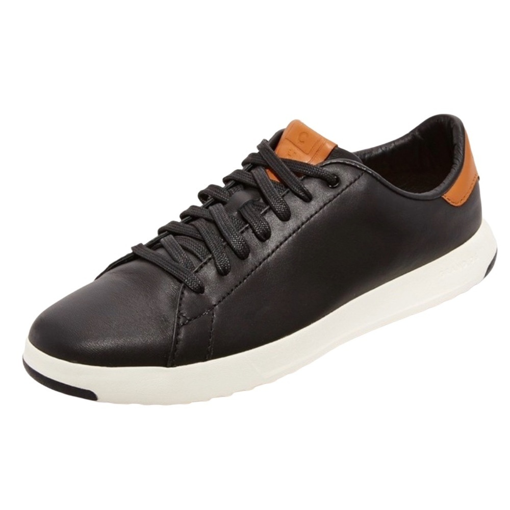 Cole Haan Men's Grandpro Tennis Leather Sneakers Black / British Tan, 9.5 NEW